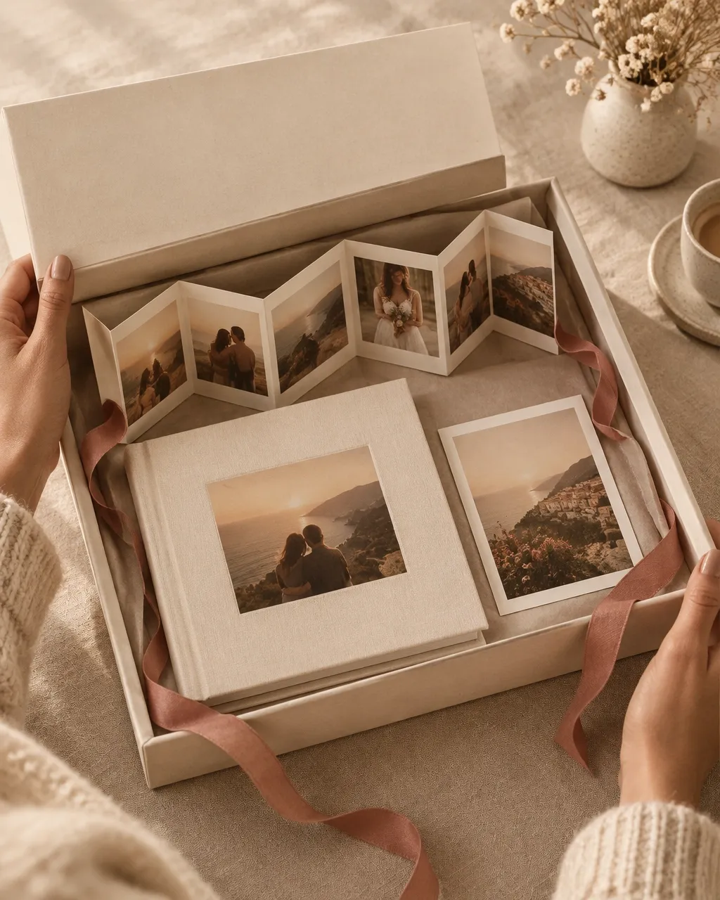 Personalised photo products carefully packed in a keepsake parcel