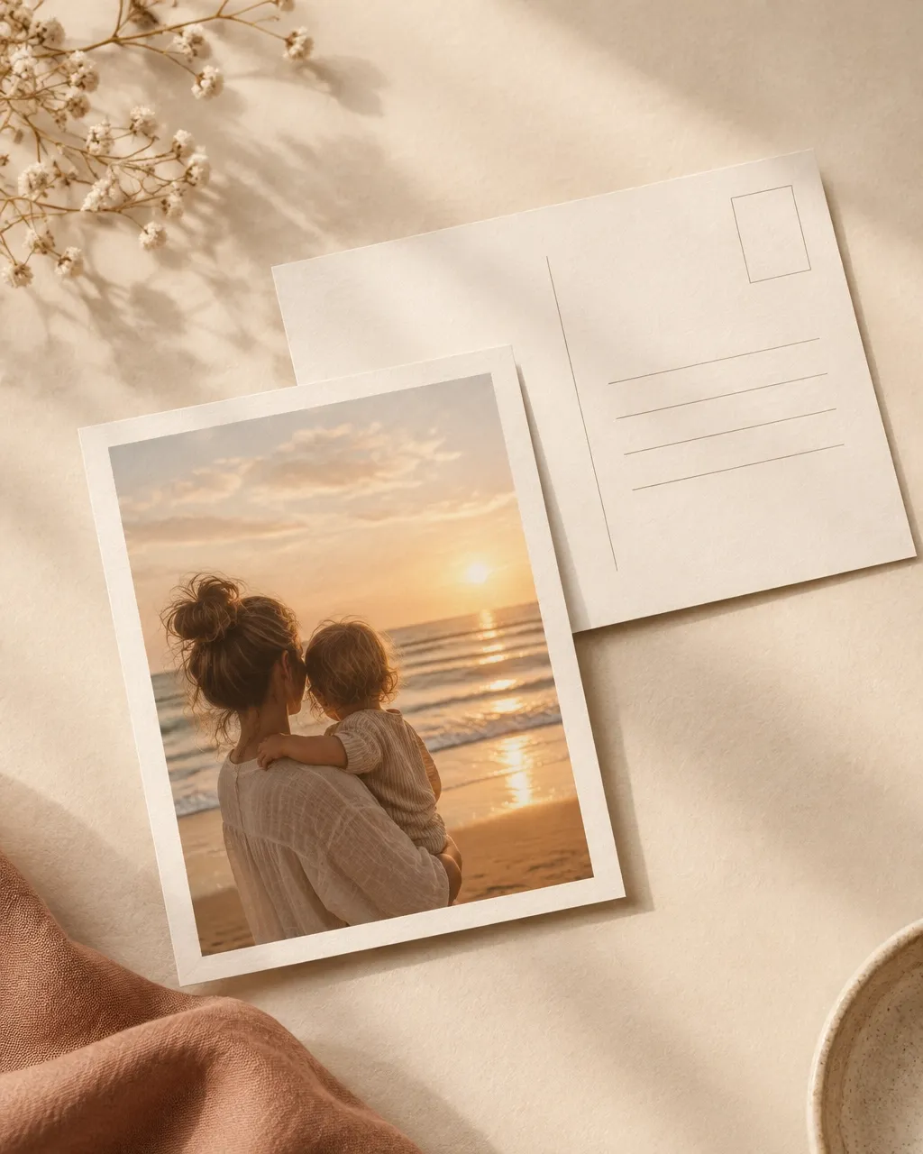 Personalised photo postcards with a photo on the front and space to write on the back